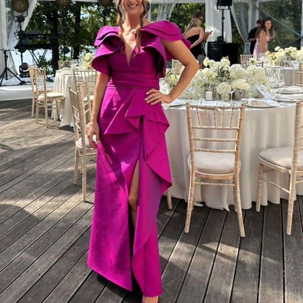 Customized Temperament Off the Shoulder Jersey Evening Dresses Modern V-Neck Short Sleeves Straight Floor Length Celebrity Gowns
Customized Temperament Off the Shoulder Jersey Evening Dresses Modern V-Neck Short Sleeves Straight Floor Length Celebrity Gowns
