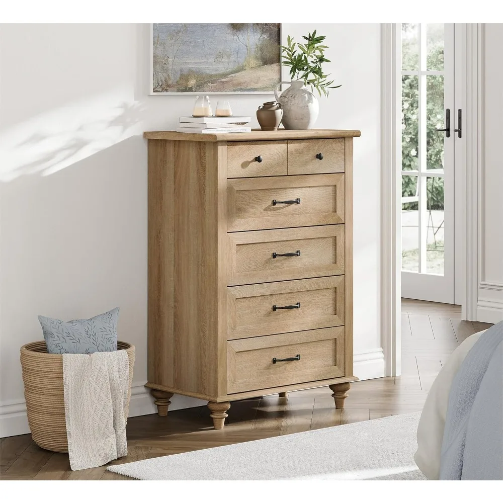 Small Dresser for Bedroom with 5 Drawers & Solid Wood Legs, Mid Century Modern Chest of Drawers Vertical Dresser Storage
Small Dresser for Bedroom with 5 Drawers & Solid Wood Legs, Mid Century Modern Chest of Drawers Vertical Dresser Storage