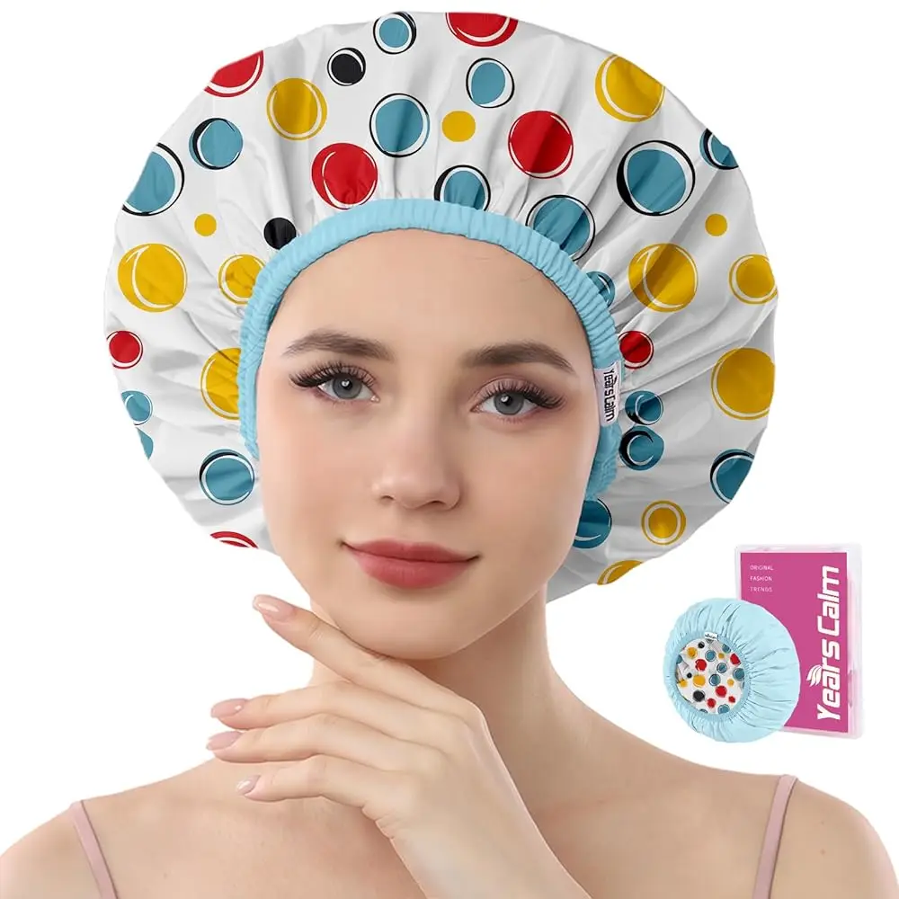 Waterproof Shower Cap for Women - Double-Layer Reusable Bath Cap with Elastic Band for Long/Short/Curly/Braids Hair, Washabl
Waterproof Shower Cap for Women - Double-Layer Reusable Bath Cap with Elastic Band for Long/Short/Curly/Braids Hair, Washabl