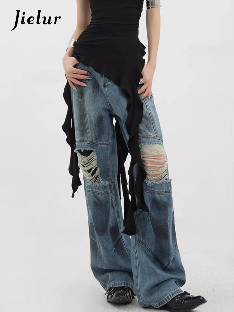 Casual New Fashion Street Women Jeans Blue High Waist Slim Wide Leg Pants Female Chic American Vintage Distressed Woman Jeans
Casual New Fashion Street Women Jeans Blue High Waist Slim Wide Leg Pants Female Chic American Vintage Distressed Woman Jeans