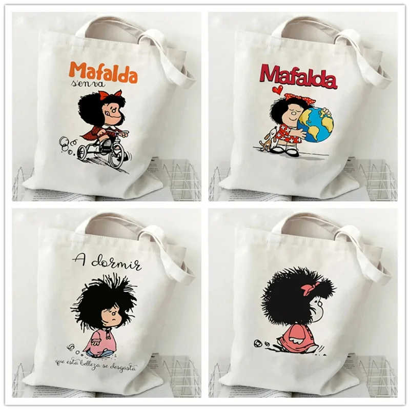 Mafalda Холщовая большая сумка Большая вместительная сумка для покупок Графический Harajuku Женская сумка на плечо Многоразовые модные сумки для девочек Подарок
Mafalda Холщовая большая сумка Большая вместительная сумка для покупок Графический Harajuku Женская сумка на плечо Многоразовые модные сумки для девочек Подарок