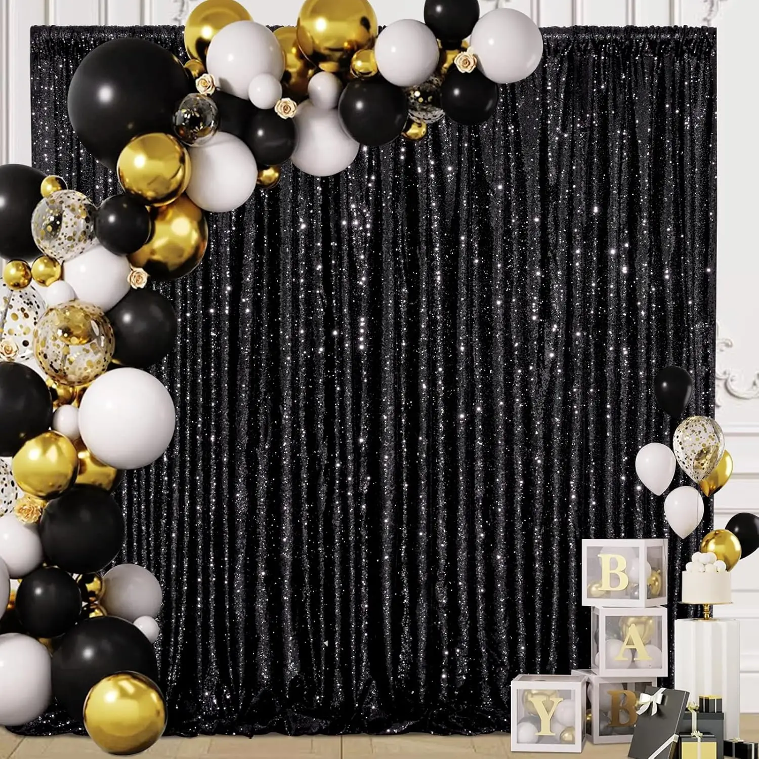 Black Sequin Backdrop Curtains 3Pcs-7ftx7ft Sparkly Background Drapes Photography for Halloween Party Birthday Wedding Decor
Black Sequin Backdrop Curtains 3Pcs-7ftx7ft Sparkly Background Drapes Photography for Halloween Party Birthday Wedding Decor