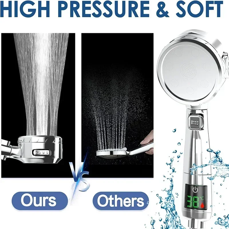 High Pressure Handheld Bathroom Shower Head Water Saving Showerhead Pressurized Adjustable Spray LED Digital Temperature Display
High Pressure Handheld Bathroom Shower Head Water Saving Showerhead Pressurized Adjustable Spray LED Digital Temperature Display
