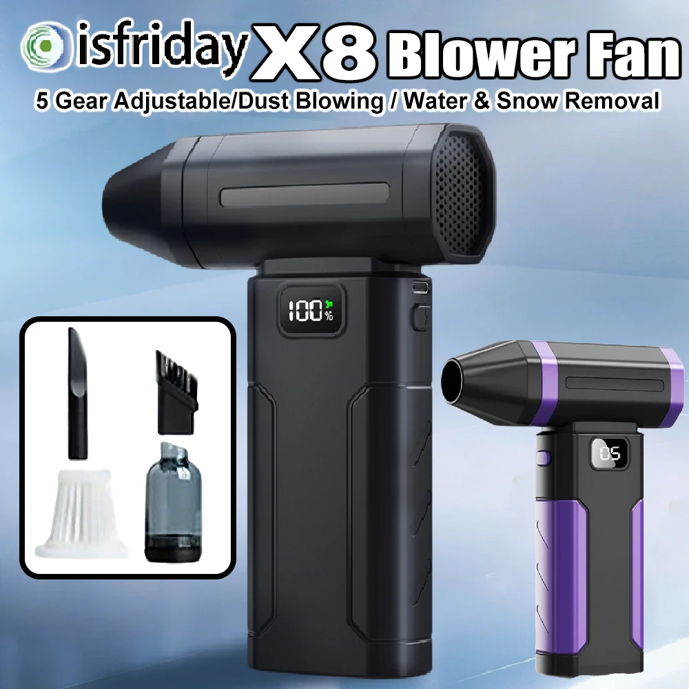 X8 Brushless Turbo Blower Jet Fan 150000RPM Powerful Electric Air Blower 5 Gear Adjustable Portable Dust Cleaner Violent Fan
X8 Brushless Turbo Blower Jet Fan 150000RPM Powerful Electric Air Blower 5 Gear Adjustable Portable Dust Cleaner Violent Fan 