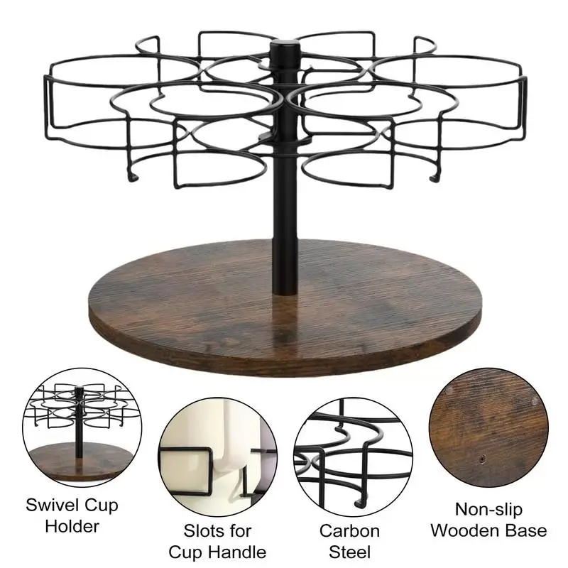 Rotatable Cup Organizer Non-Slip Kitchen Water Bottle Organizer Black Cup Organizer with Wooden Base Household Glass Cup Holder
Rotatable Cup Organizer Non-Slip Kitchen Water Bottle Organizer Black Cup Organizer with Wooden Base Household Glass Cup Holder