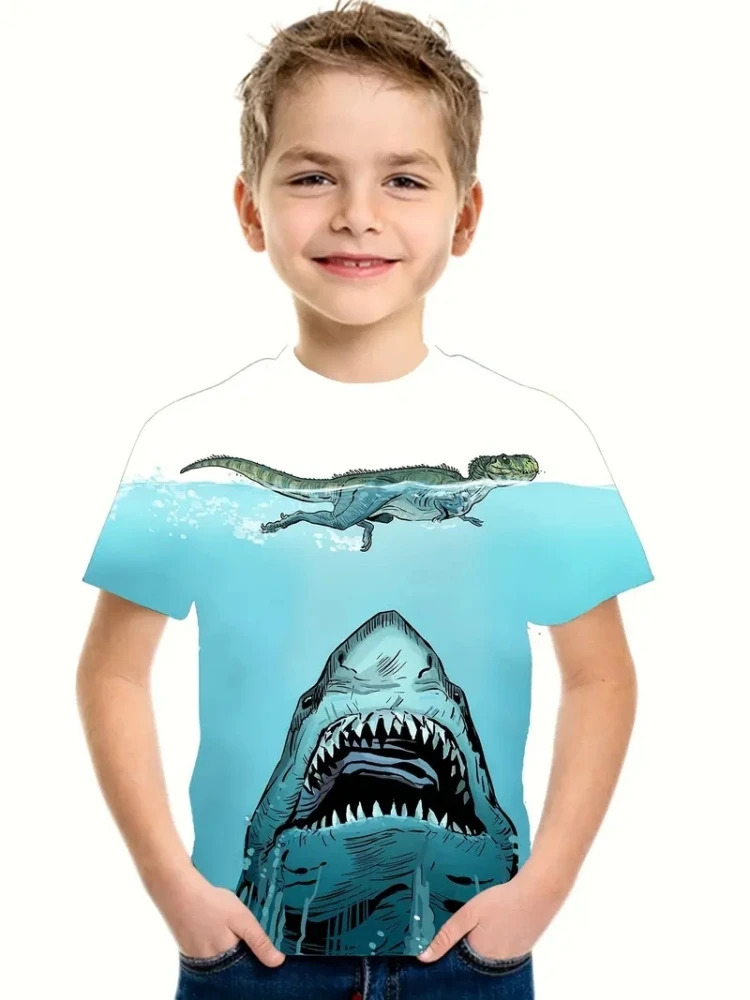 Summer Boys Clothes Breathable Elastic Comfortable Children's T-Shirt Cartoon Shark Casual Cool Summer O-Neck T-Shirt for Boys
Summer Boys Clothes Breathable Elastic Comfortable Children's T-Shirt Cartoon Shark Casual Cool Summer O-Neck T-Shirt for Boys