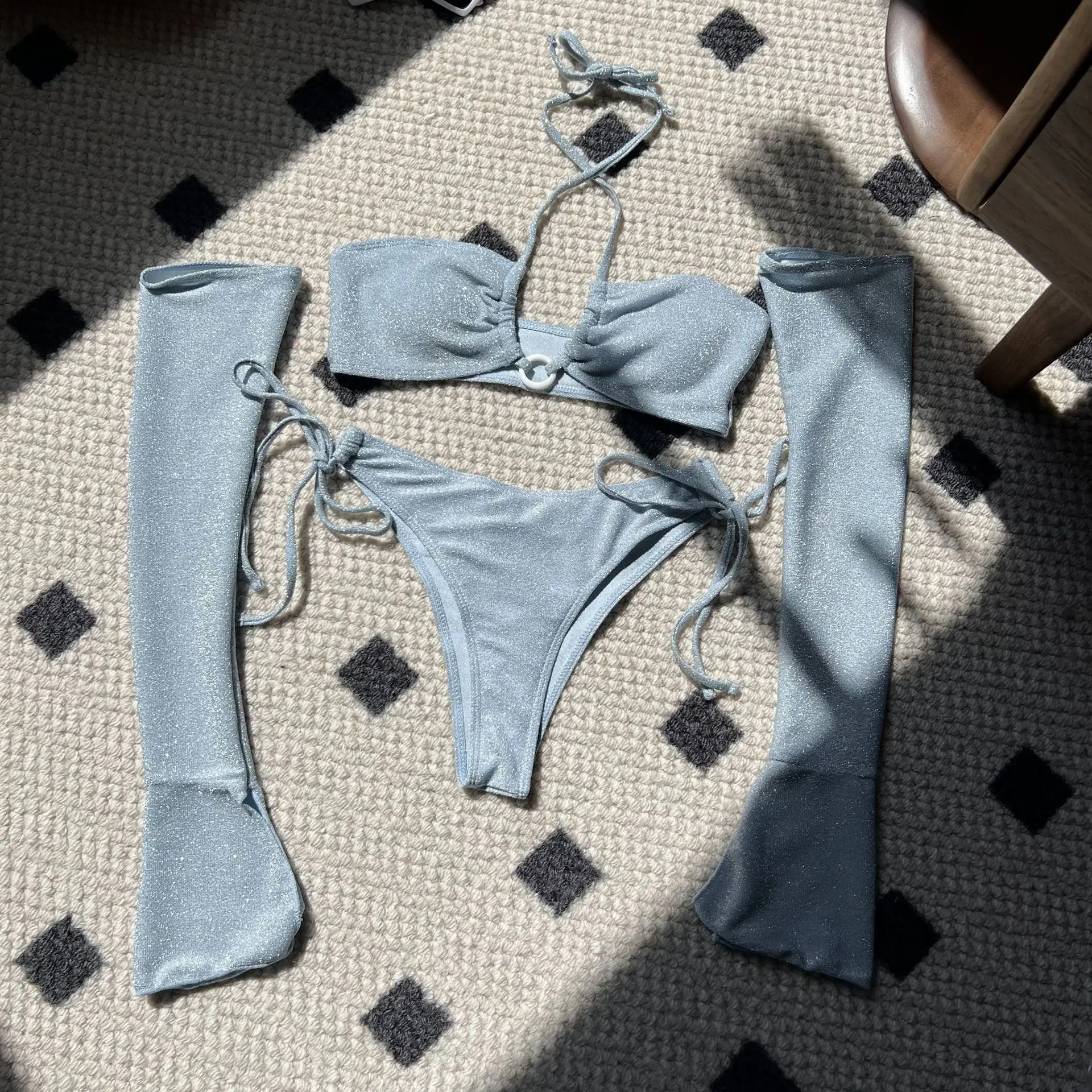 3 Piece Shiny Women's Swimsuit Underwear+Top Bra+Detachable Sleeves Summer Beach Holiday Sexy Blue Pink Green Girl Streetwear
3 Piece Shiny Women's Swimsuit Underwear+Top Bra+Detachable Sleeves Summer Beach Holiday Sexy Blue Pink Green Girl Streetwear