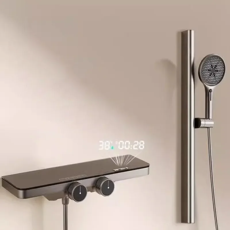 Bathroom Shower Faucet Set Brass Digital Show White Gray Bathtub Faucet style Big Plate Thermostatic Style With Slid Bar
Bathroom Shower Faucet Set Brass Digital Show White Gray Bathtub Faucet style Big Plate Thermostatic Style With Slid Bar