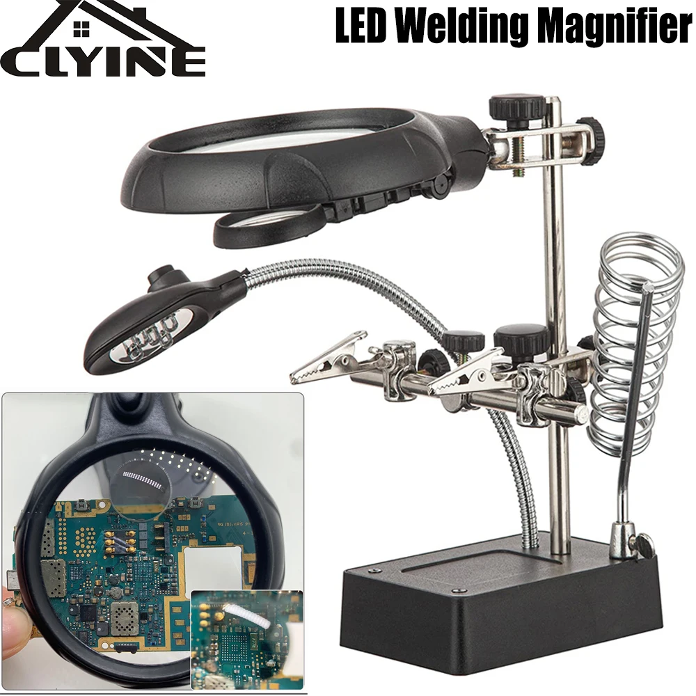 Soldering holder Magnifying Glass With Professional Led Light Alligator Clip Holder Clamp Helping Hand Soldering Repair Tools
Soldering holder Magnifying Glass With Professional Led Light Alligator Clip Holder Clamp Helping Hand Soldering Repair Tools