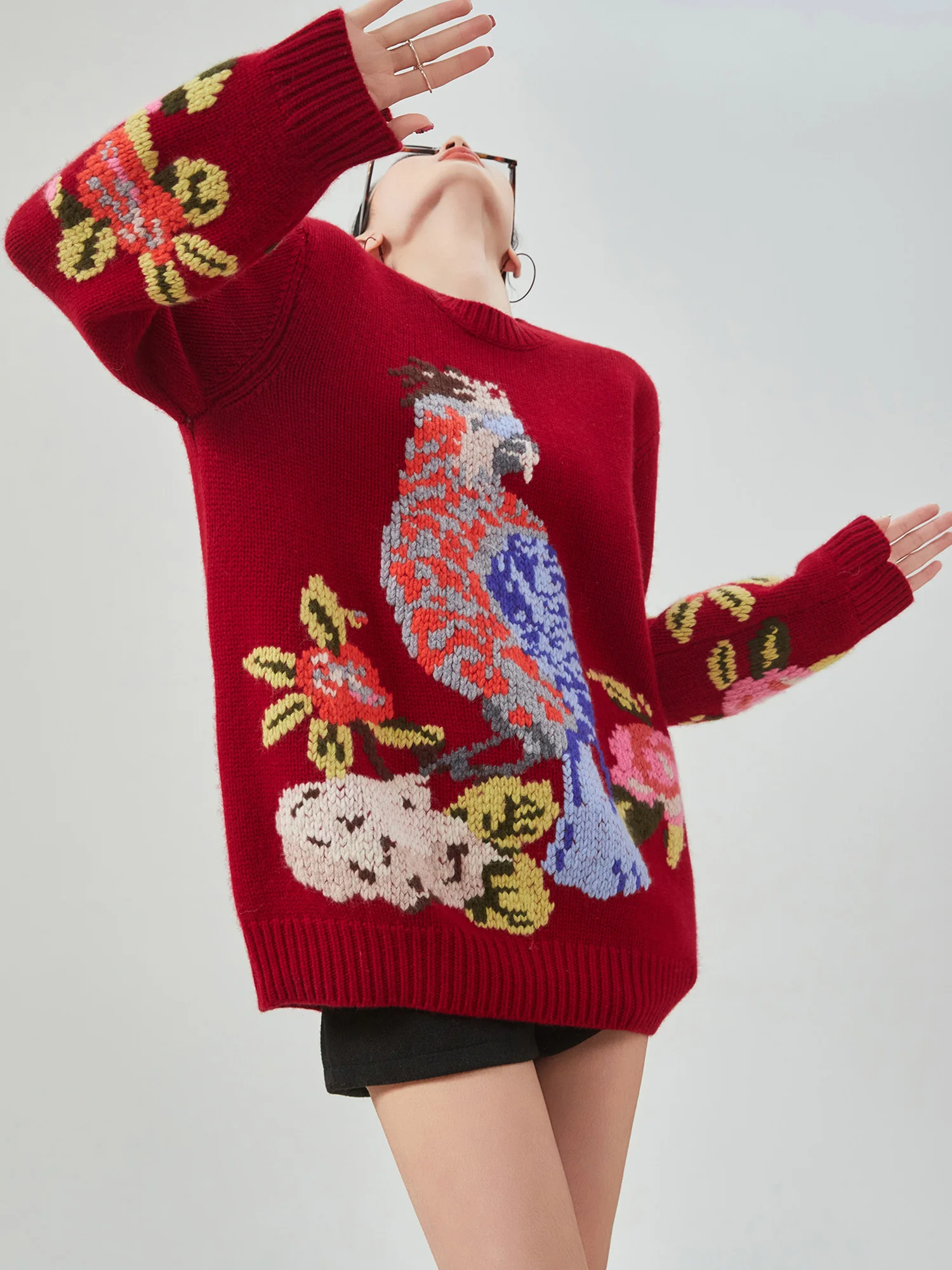 Красный ретро-свитер крупной вязки с круглым вырезом, женский, зимний, новый, с красивой вышивкой, свободного кроя, с длинными рукавами
Красный ретро-свитер крупной вязки с круглым вырезом, женский, зимний, новый, с красивой вышивкой, свободного кроя, с длинными рукавами