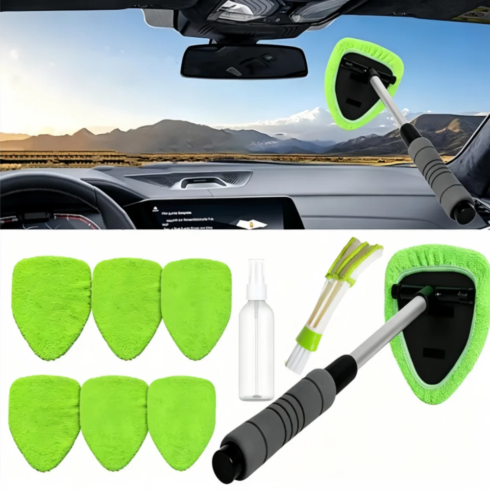 8 pcs Windshield Window Cleaner Tool, Windshield Cleaner Car Windshield Cleaning Tool with Reusable Microfiber Pads Glass Wiper Kit with Extendable Handle Car Window Cleaner for Car Cleaning (Green)
8 pcs Windshield Window Cleaner Tool, Windshield Cleaner Car Windshield Cleaning Tool with Reusable Microfiber Pads Glass Wiper Kit with Extendable Handle Car Window Cleaner for Car Cleaning (Green)