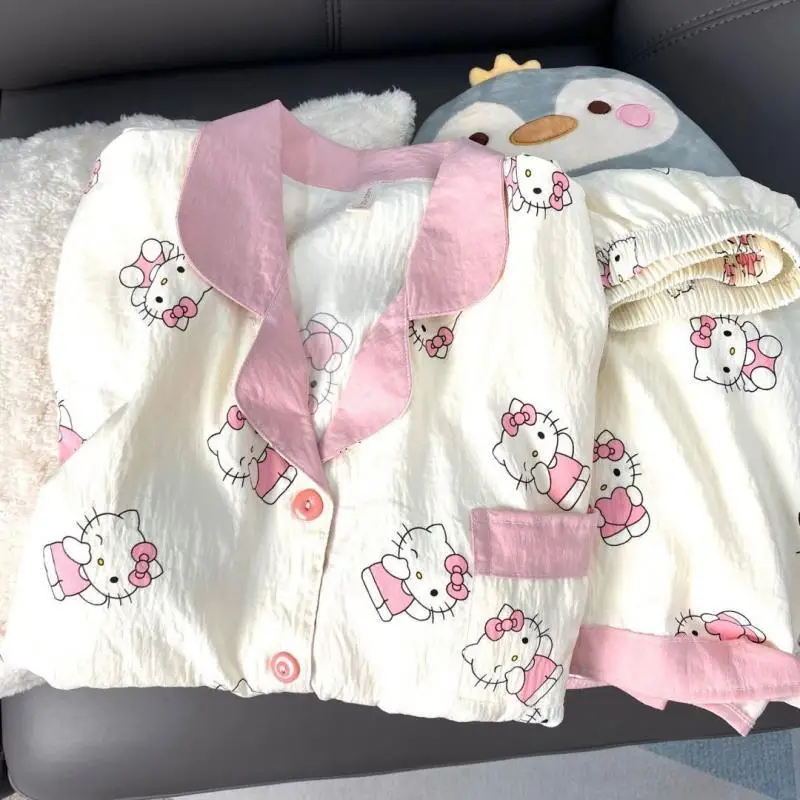 Sanrio Kawaii Pajamas Hello Kittys Girl Short Sleeve Shorts New Style Loose Casual Home Clothes Thin Breathable High End Gifts
Sanrio Kawaii Pajamas Hello Kittys Girl Short Sleeve Shorts New Style Loose Casual Home Clothes Thin Breathable High End Gifts