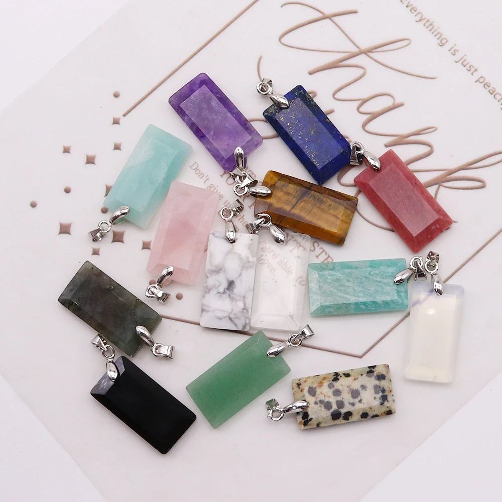Natural Stone Pendant Rectangular Handmade Healing Crystal Agate Quartzs Pendant for DIY Jewelry Accessories Gifts for Friends
Natural Stone Pendant Rectangular Handmade Healing Crystal Agate Quartzs Pendant for DIY Jewelry Accessories Gifts for Friends