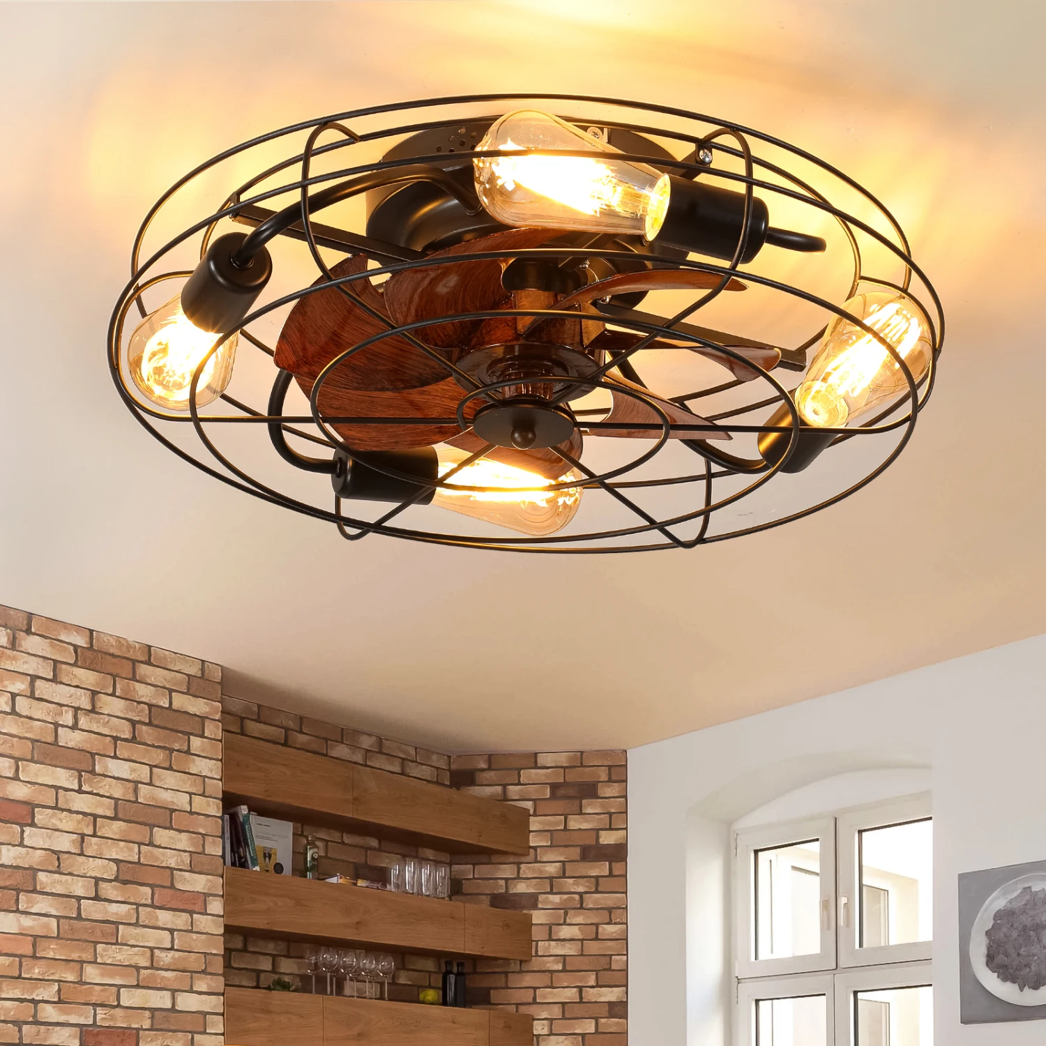 20'' Black Caged Ceiling Fan W/ Remote Control & 4x E26 Bulb - Low Profile Modern Farmhouse Ceiling Fan for Living Room, Bedroom
20'' Black Caged Ceiling Fan W/ Remote Control & 4x E26 Bulb - Low Profile Modern Farmhouse Ceiling Fan for Living Room, Bedroom