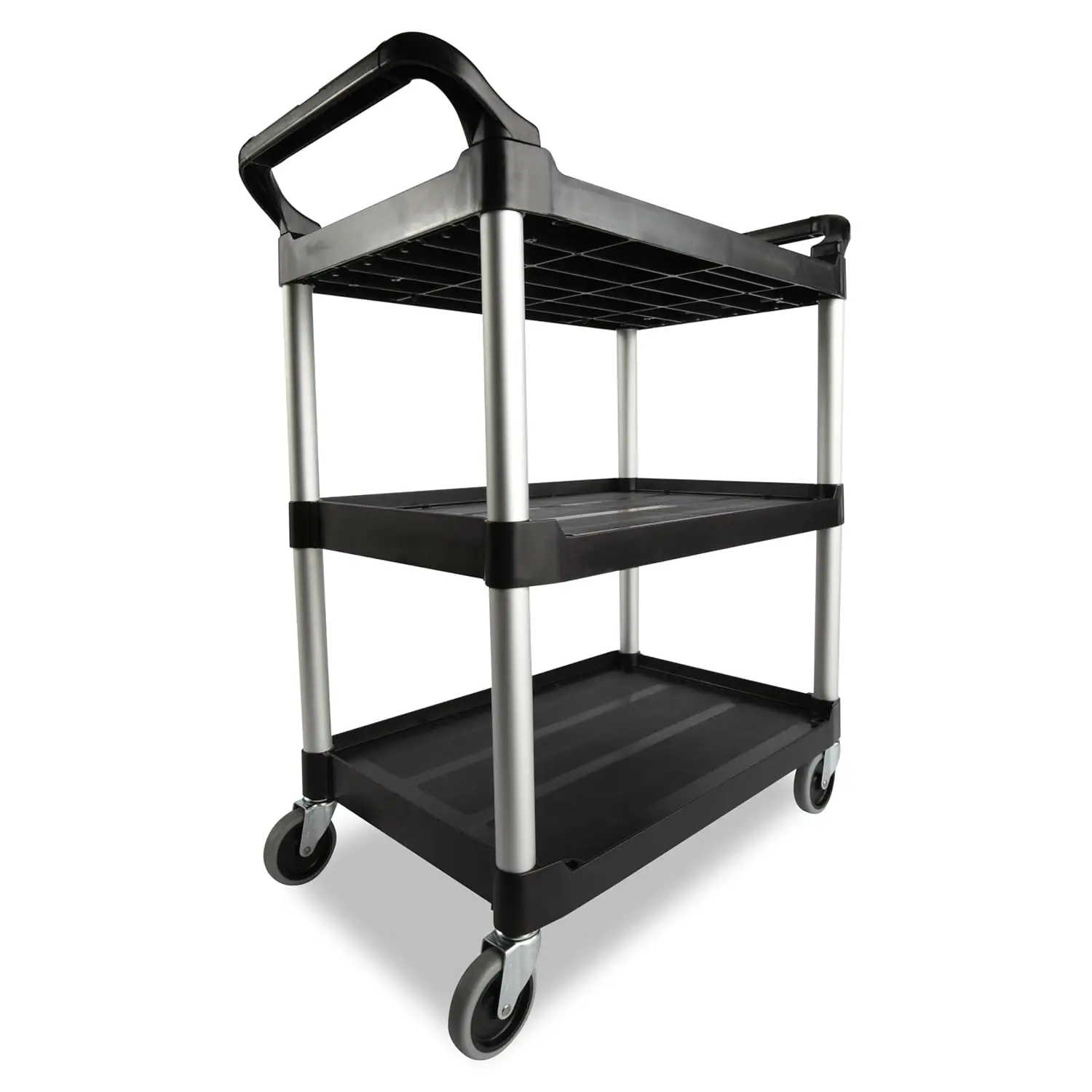 Heavy Duty 3 Shelf Rolling Service Utility Push Cart 200 lbs Capacity Black for Foodservice Restaurant Cleaning Warehouse Garage
Heavy Duty 3 Shelf Rolling Service Utility Push Cart 200 lbs Capacity Black for Foodservice Restaurant Cleaning Warehouse Garage