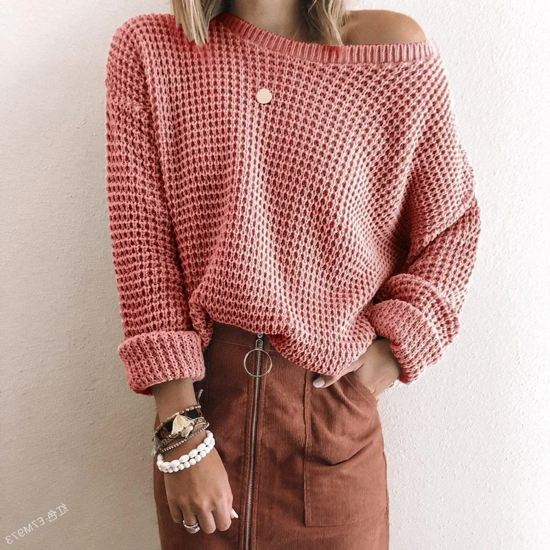 2024 Casual Pullover Temperament Women's Autumn and Winter Solid Color Loose Diagonal Collar Top Long Sleeve Knitted Sweater
2024 Casual Pullover Temperament Women's Autumn and Winter Solid Color Loose Diagonal Collar Top Long Sleeve Knitted Sweater