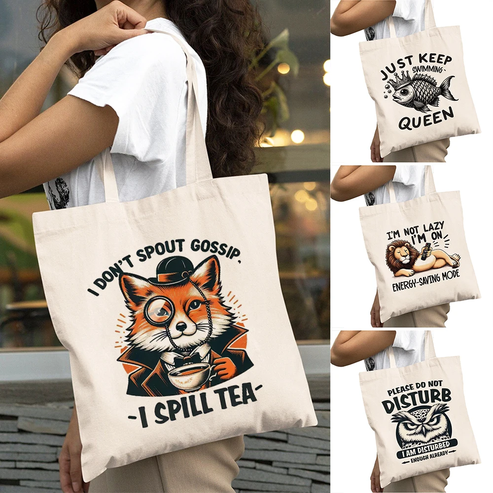 Casual Fox Tea Spill Quote Lady Shopper Bag Crown Motto Women Daily Use Shoulder Handbag Lion Energy Saving Girl Shopping Bags
Casual Fox Tea Spill Quote Lady Shopper Bag Crown Motto Women Daily Use Shoulder Handbag Lion Energy Saving Girl Shopping Bags