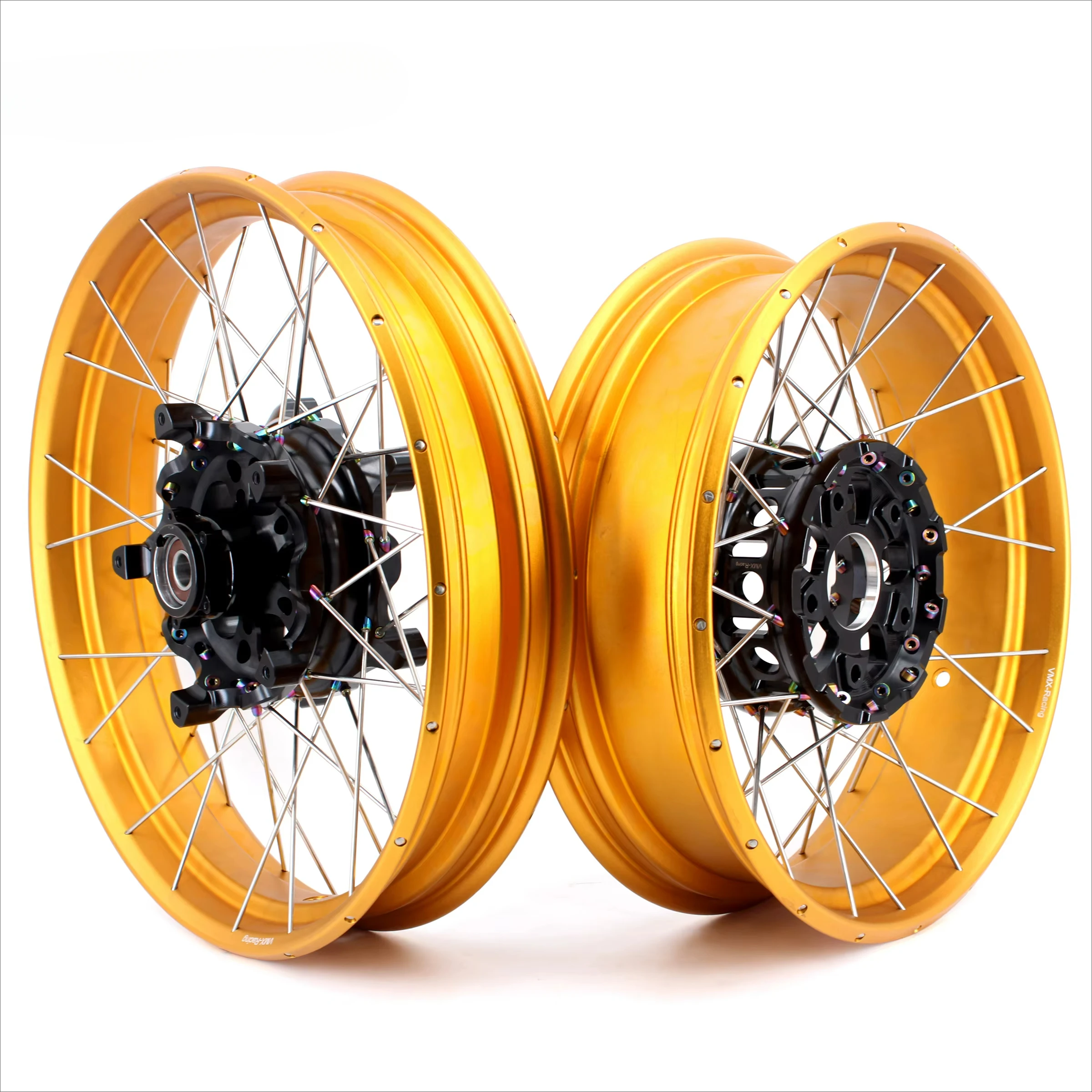 VMX 3.0*19"/4.5*17" Tubeless Wheels Set Fit for BMW R1200GS 2013- 2021 Aluminium Racing Black Hub Gold Rim
VMX 3.0*19"/4.5*17" Tubeless Wheels Set Fit for BMW R1200GS 2013- 2021 Aluminium Racing Black Hub Gold Rim