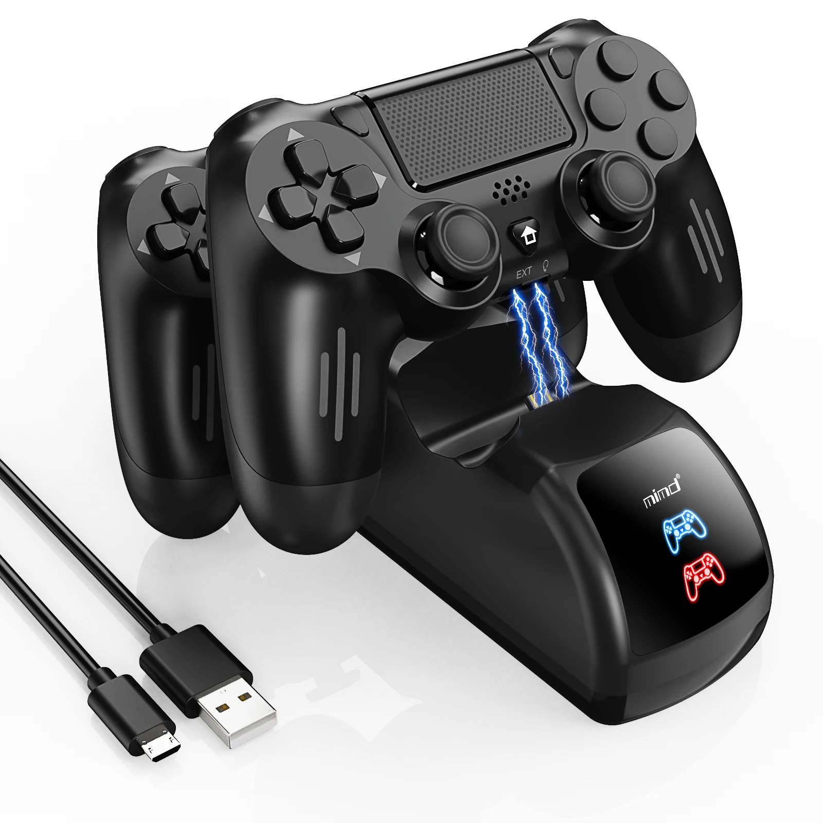 Suitable for PS4 game controller charging cradle, support 2 controllers charging, with charging indicator/USB cable
Suitable for PS4 game controller charging cradle, support 2 controllers charging, with charging indicator/USB cable