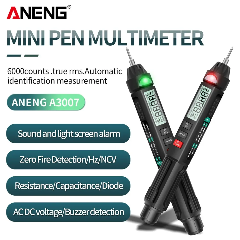 Цифровой мультиметр-ручка ANENG A3007 с 6000 показаниями, бесконтактный, профессиональный, автоматический тестер напряжения AC/DC, сопротивления и емкости
Цифровой мультиметр-ручка ANENG A3007 с 6000 показаниями, бесконтактный, профессиональный, автоматический тестер напряжения AC/DC, сопротивления и емкости