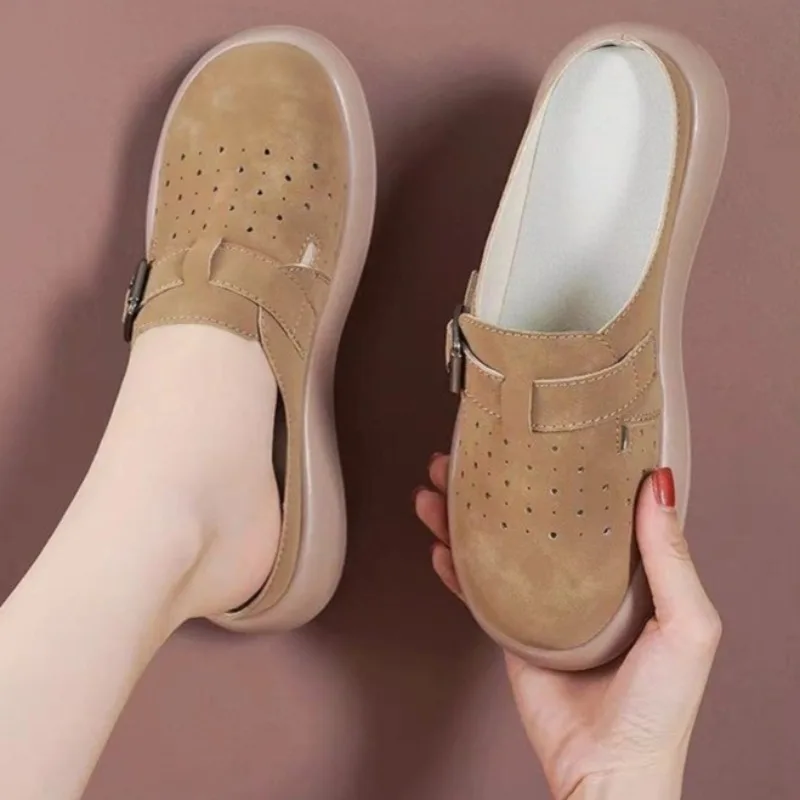Spring New Baotou Slippers Women's Fashion Round Head Suede Metal Buckle Thick Soles Anti-slip Wear-resistant Flat Shoes
Spring New Baotou Slippers Women's Fashion Round Head Suede Metal Buckle Thick Soles Anti-slip Wear-resistant Flat Shoes