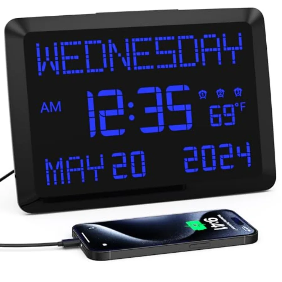 11.5" Extra Large Digital Wall Clock with Date and Day of Week, Electric Desk Clock for Seniors, Large Display Alarm Clock for
11.5" Extra Large Digital Wall Clock with Date and Day of Week, Electric Desk Clock for Seniors, Large Display Alarm Clock for