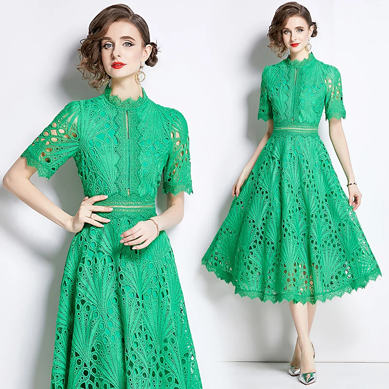 Coigarsam Women Long Dress Summer 2024 Patchwork Solid Embroidery Lace Short Sleeve Zipper Hollow Out Green Dresses
Coigarsam Women Long Dress Summer 2024 Patchwork Solid Embroidery Lace Short Sleeve Zipper Hollow Out Green Dresses