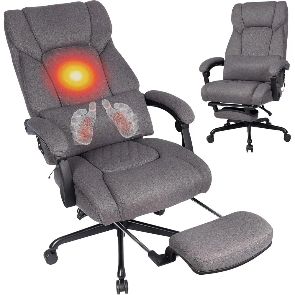 500 lbs Capacity Grey Fabric Electric Heated Massage Chair with Footrest for Big and Tall
500 lbs Capacity Grey Fabric Electric Heated Massage Chair with Footrest for Big and Tall
