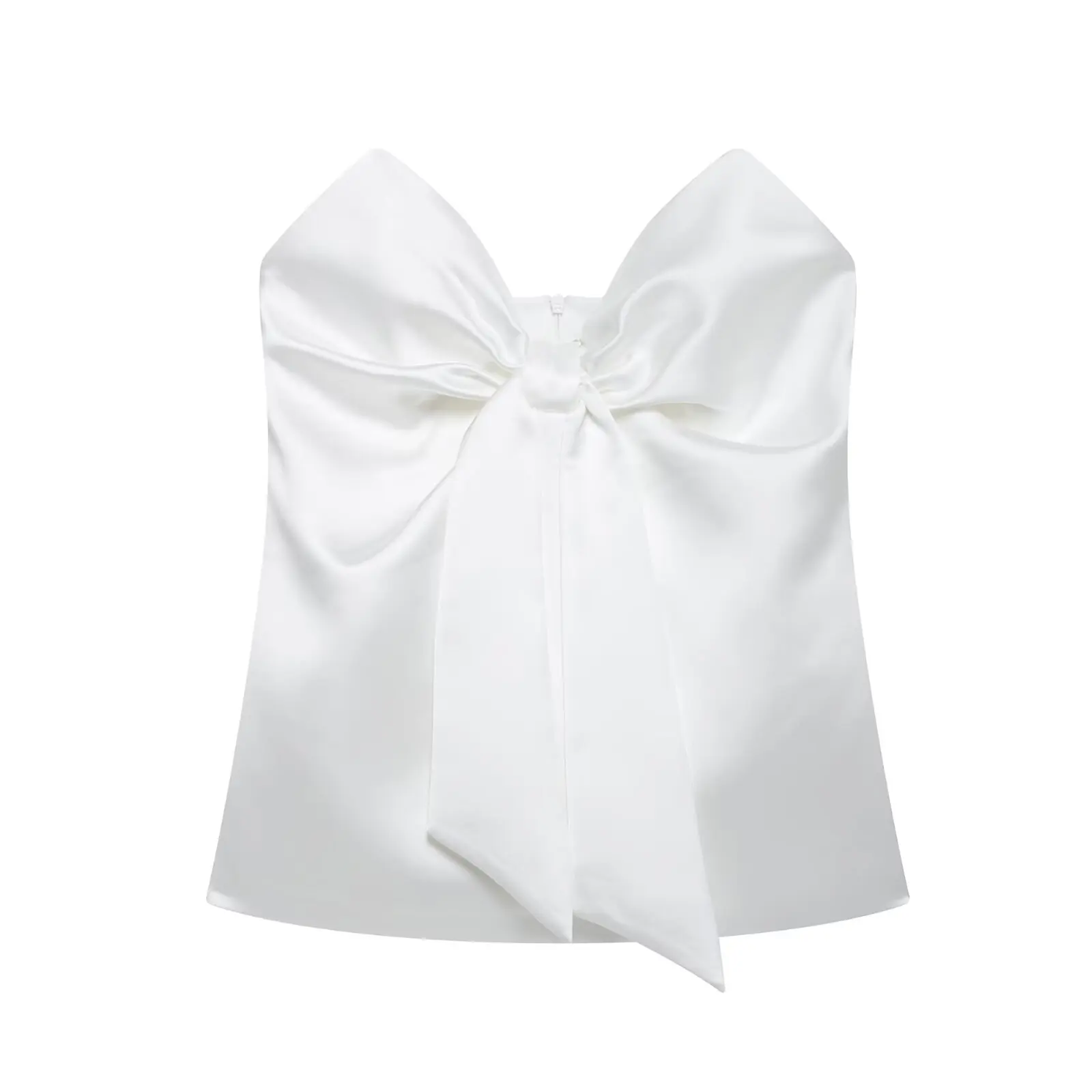 TRAFZA Women High Street Sleeveless Zipper Solid Short Top Women's Summer New Fashion Backless Bow Decoration Satin Texture Tops
TRAFZA Women High Street Sleeveless Zipper Solid Short Top Women's Summer New Fashion Backless Bow Decoration Satin Texture Tops