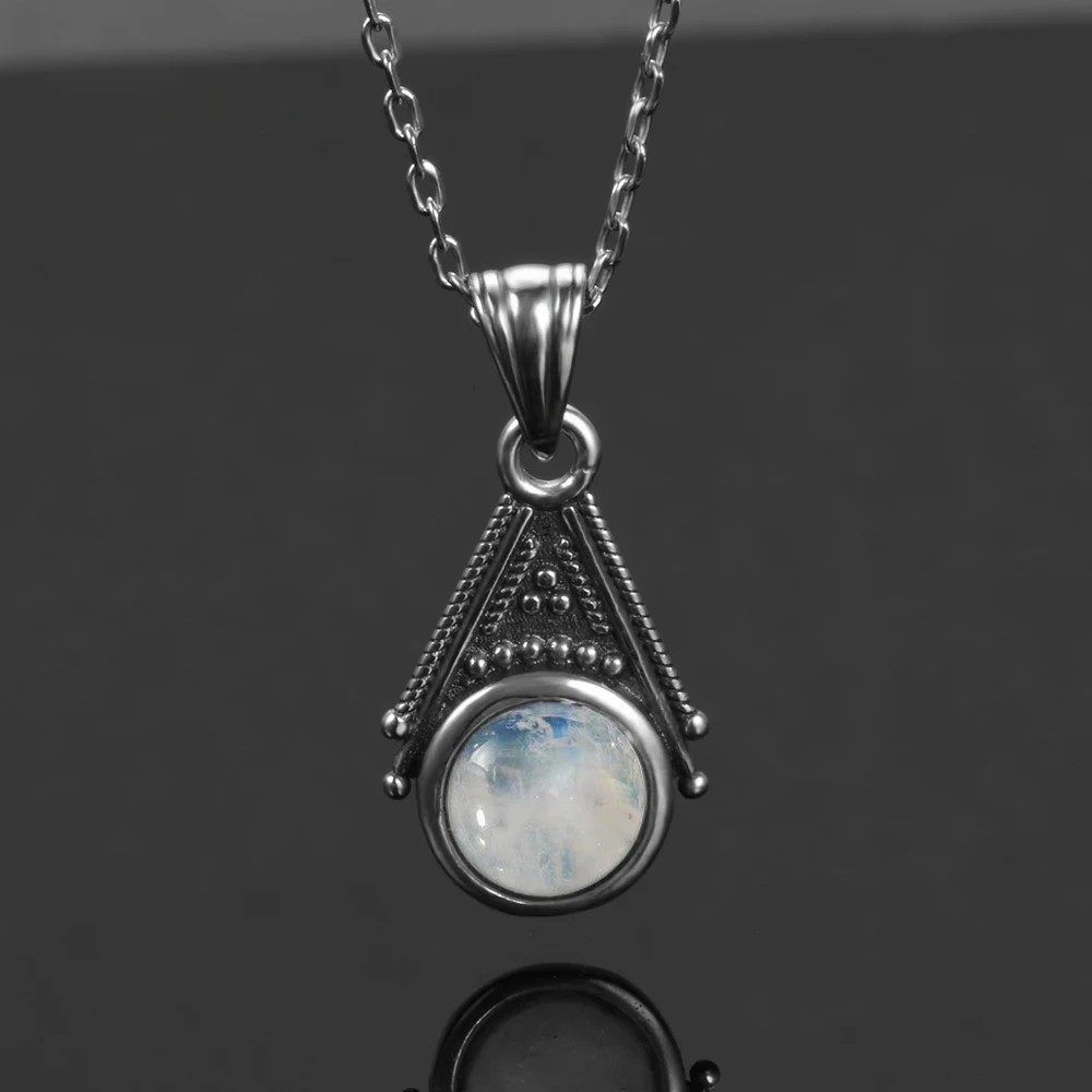 Natural Moonstone Pendant Necklace for Women S925 Silver Fine Jewelry Gift Classic Vintage Silver Chain
Natural Moonstone Pendant Necklace for Women S925 Silver Fine Jewelry Gift Classic Vintage Silver Chain