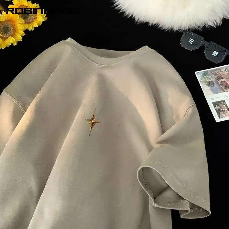 Heavy cotton casual American high street simple printed short-sleeved T-shirts for men and women loose summer tops men clothing
Heavy cotton casual American high street simple printed short-sleeved T-shirts for men and women loose summer tops men clothing