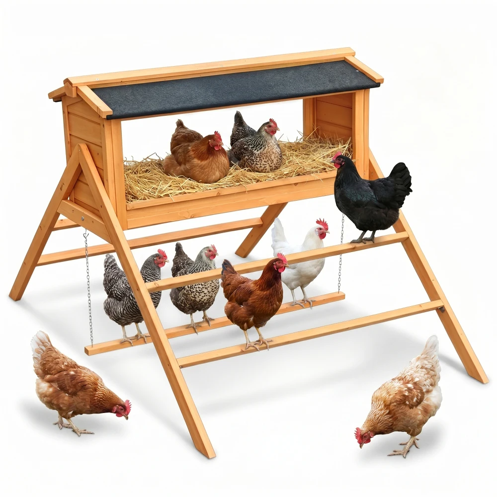Chicken Nesting Box with Asphalt Roofing, Chicken Perch for Coop, Nesting Boxes with Chicken Swing, Chicken Coop Accessories for Hens or Chickens
Chicken Nesting Box with Asphalt Roofing, Chicken Perch for Coop, Nesting Boxes with Chicken Swing, Chicken Coop Accessories for Hens or Chickens