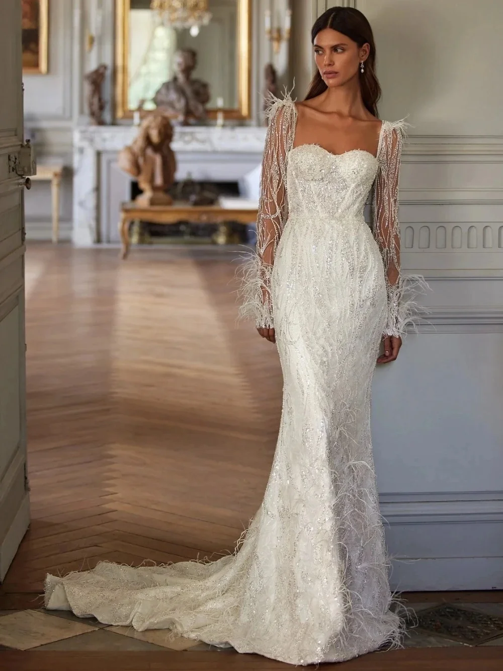 Customized Graceful Sweetheart Neck Wedding Dress Sequined Beads Bride Robe Elegant Lace Mermaid Bridal Gown Robe De Mariée
Customized Graceful Sweetheart Neck Wedding Dress Sequined Beads Bride Robe Elegant Lace Mermaid Bridal Gown Robe De Mariée