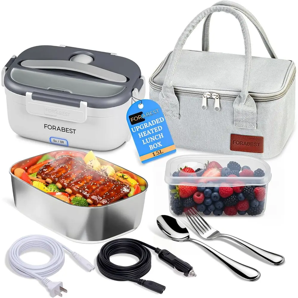 Heated Lunch Box, 80W Portable Food Warmer, 1.5L Stainless Steel Container, Utensils & Carry Bag, On/Off Switch, 12V/24V Car/Tru
Heated Lunch Box, 80W Portable Food Warmer, 1.5L Stainless Steel Container, Utensils & Carry Bag, On/Off Switch, 12V/24V Car/Tru