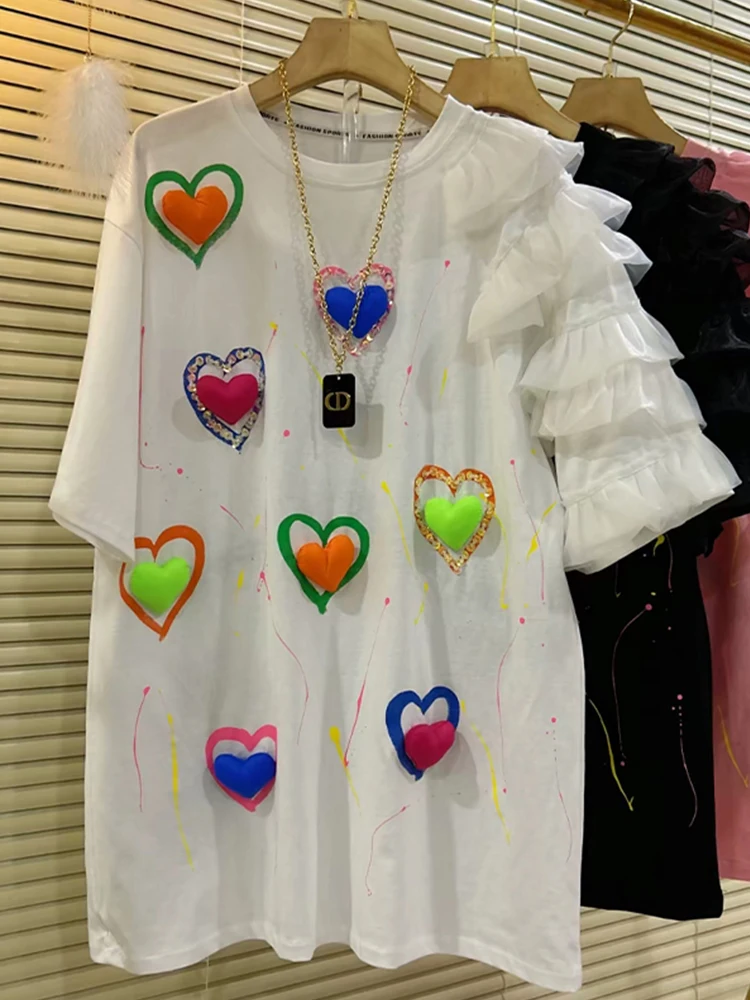 2025 Summer New Black Pink T-shirt asymmetrical Short sleeved Printed Heavy Industry 3D Decoration Women T-shirt
2025 Summer New Black Pink T-shirt asymmetrical Short sleeved Printed Heavy Industry 3D Decoration Women T-shirt