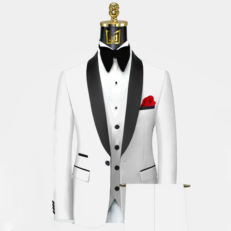Men Suit White 3 Pieces Single Button With Black Lapel For Wedding Groom Business Birthday Banquet Work Suit Jacket Vest Pants
Men Suit White 3 Pieces Single Button With Black Lapel For Wedding Groom Business Birthday Banquet Work Suit Jacket Vest Pants