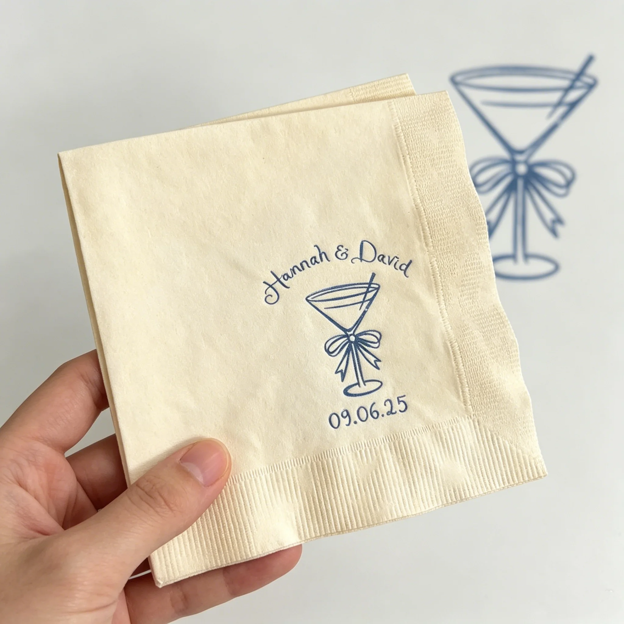 50pcs Custom Martini Glass Wedding Cocktail Napkins, Personalized Couple Names & Date Blue Ink Beverage Napkins, Bulk White Disp
50pcs Custom Martini Glass Wedding Cocktail Napkins, Personalized Couple Names & Date Blue Ink Beverage Napkins, Bulk White Disp