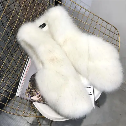 Vests Women Faux Fur Coats Jackets Vest Coat Thick Warm Y2k Streetwear Jacket Sleeveless Elegant Work Outerwear Autumn Winter
