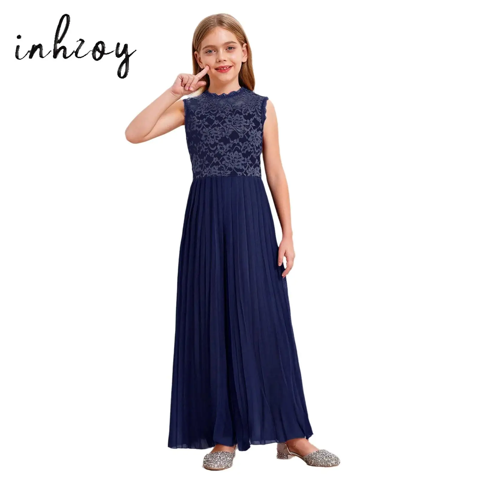 Kids Girls Elegant Lace Jumpsuits Sleeveless Pleated Wide Leg Rompers Bodysuit for Formal Wedding Pageant Banquet Birthday Party 
Kids Girls Elegant Lace Jumpsuits Sleeveless Pleated Wide Leg Rompers Bodysuit for Formal Wedding Pageant Banquet Birthday Party