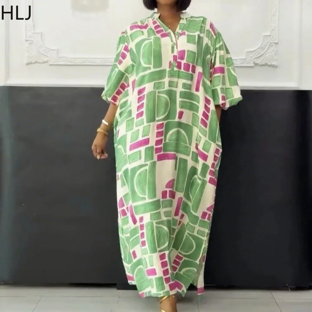 HLJ Summer New Casual Color Block Printing Loose Long Dresses Women Short Sleeve Single-breasted Dress Female Office Vestidos
HLJ Summer New Casual Color Block Printing Loose Long Dresses Women Short Sleeve Single-breasted Dress Female Office Vestidos