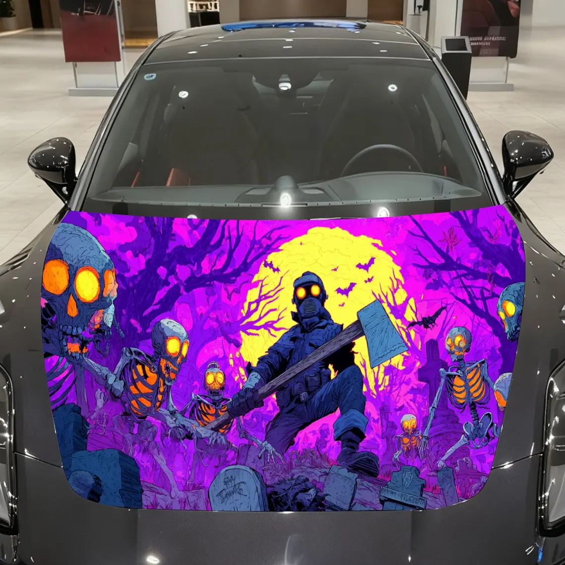 Halloween Cemetery Axe Fiend Frenzy Car Vinyl Wrap, PVC Material Waterproof Car Hood Sticker, Self-Adhesive Scratch-Resistant St
Halloween Cemetery Axe Fiend Frenzy Car Vinyl Wrap, PVC Material Waterproof Car Hood Sticker, Self-Adhesive Scratch-Resistant St