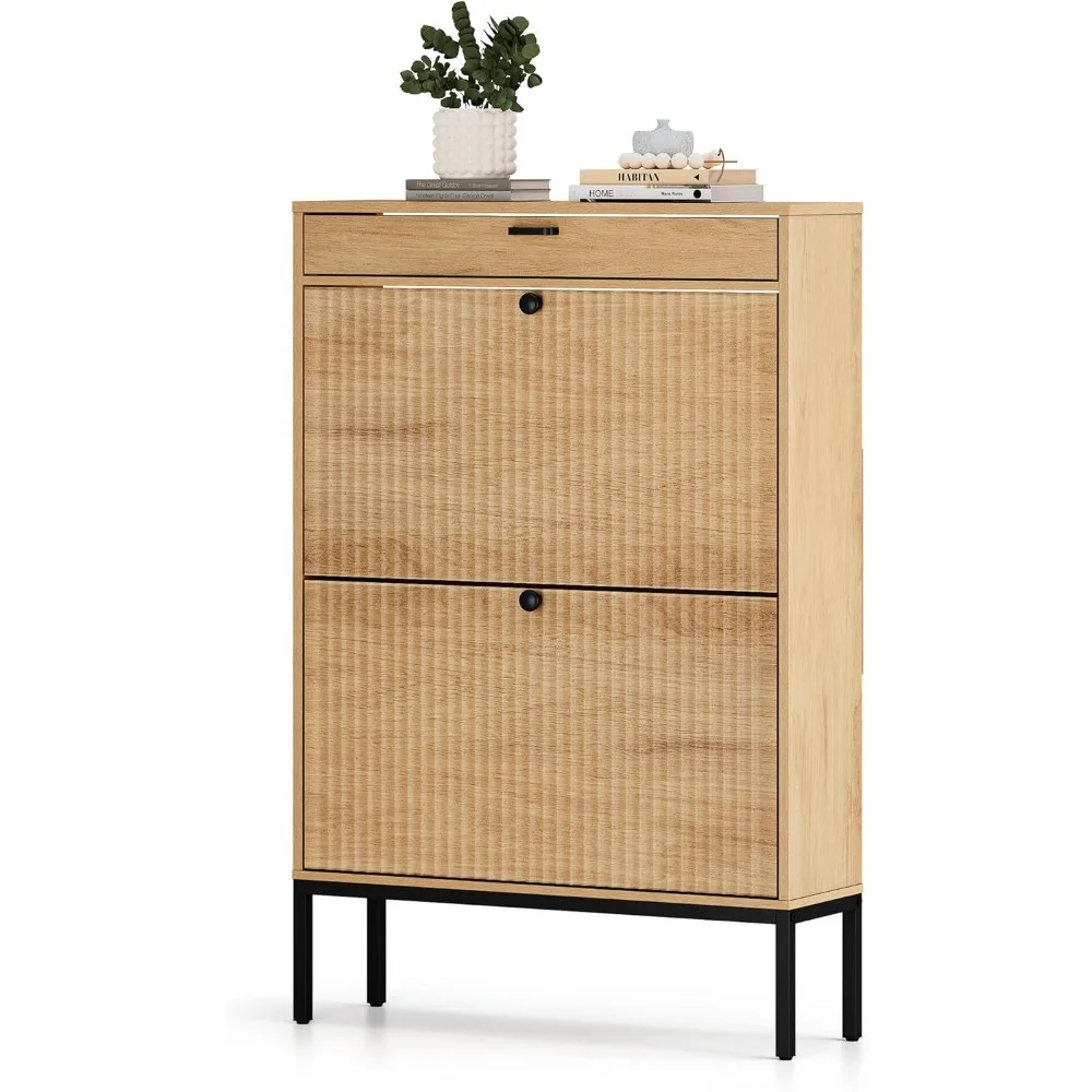 Shoe Cabinet | Shoe Storage Organizer with 2 Flip Wavy Line Drawers | Freestanding Shoe Rack with Adjustable Shelf for Entryway
Shoe Cabinet | Shoe Storage Organizer with 2 Flip Wavy Line Drawers | Freestanding Shoe Rack with Adjustable Shelf for Entryway