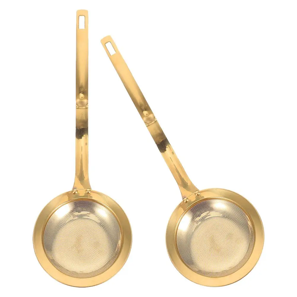 2 Pcs Filter Stainless Steel Oil Spoon Flour Sifter Juice Strainer Kitchen with Handle Golden Frying Ladle Gravy
2 Pcs Filter Stainless Steel Oil Spoon Flour Sifter Juice Strainer Kitchen with Handle Golden Frying Ladle Gravy