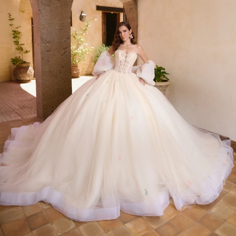 Khaki Shiny Quinceanera Dresses Off The Shoulder Flower Bow Beading Crystal Tull Party Birthday Sweet 16 Dress Vestidos De 15 
Khaki Shiny Quinceanera Dresses Off The Shoulder Flower Bow Beading Crystal Tull Party Birthday Sweet 16 Dress Vestidos De 15