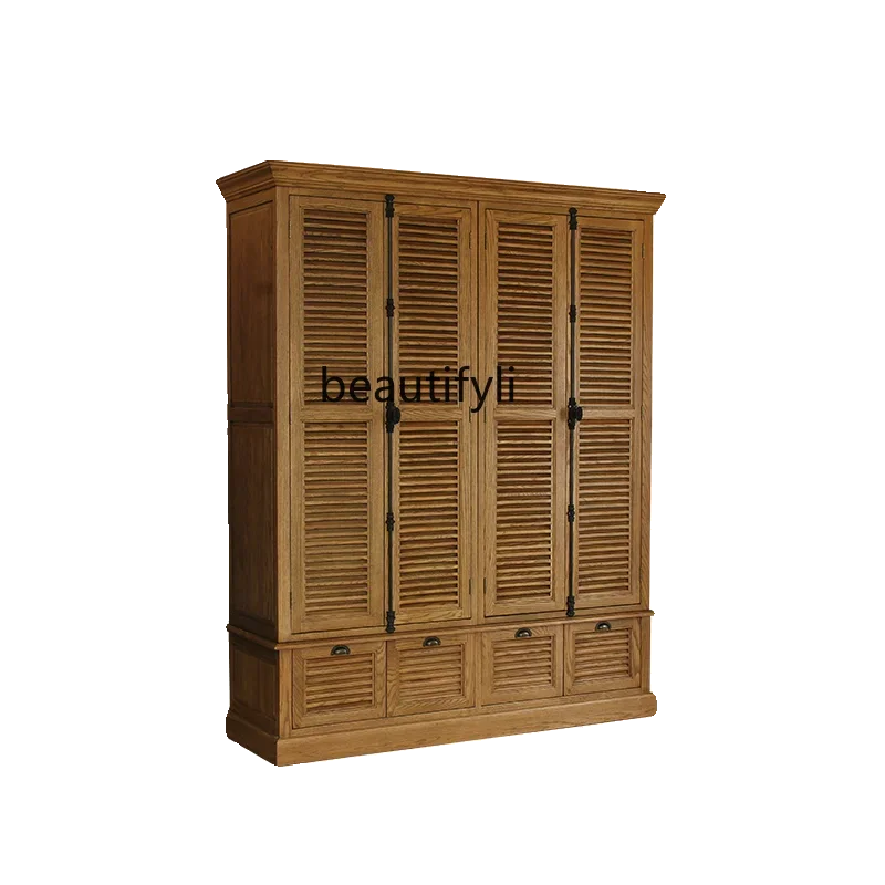 American Country Solid Wood Four Door Wardrobe Household Bedroom Walnut Door Locker
American Country Solid Wood Four Door Wardrobe Household Bedroom Walnut Door Locker