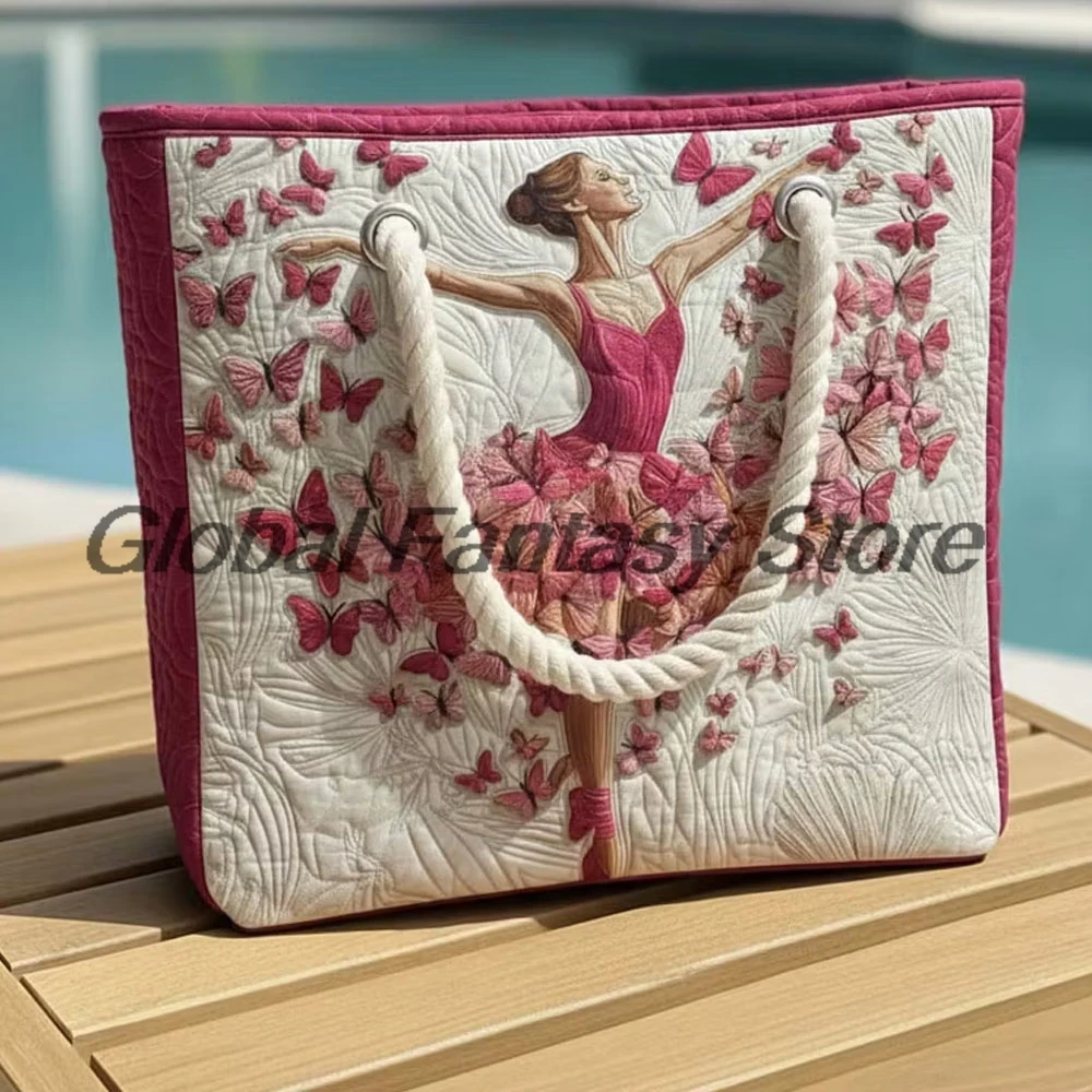 Lady's Elegant Ballerina Quilted Beach Bag Butterfly Print Shoulder Bag Men Women Daily Handbag Shopping Tote
Lady's Elegant Ballerina Quilted Beach Bag Butterfly Print Shoulder Bag Men Women Daily Handbag Shopping Tote