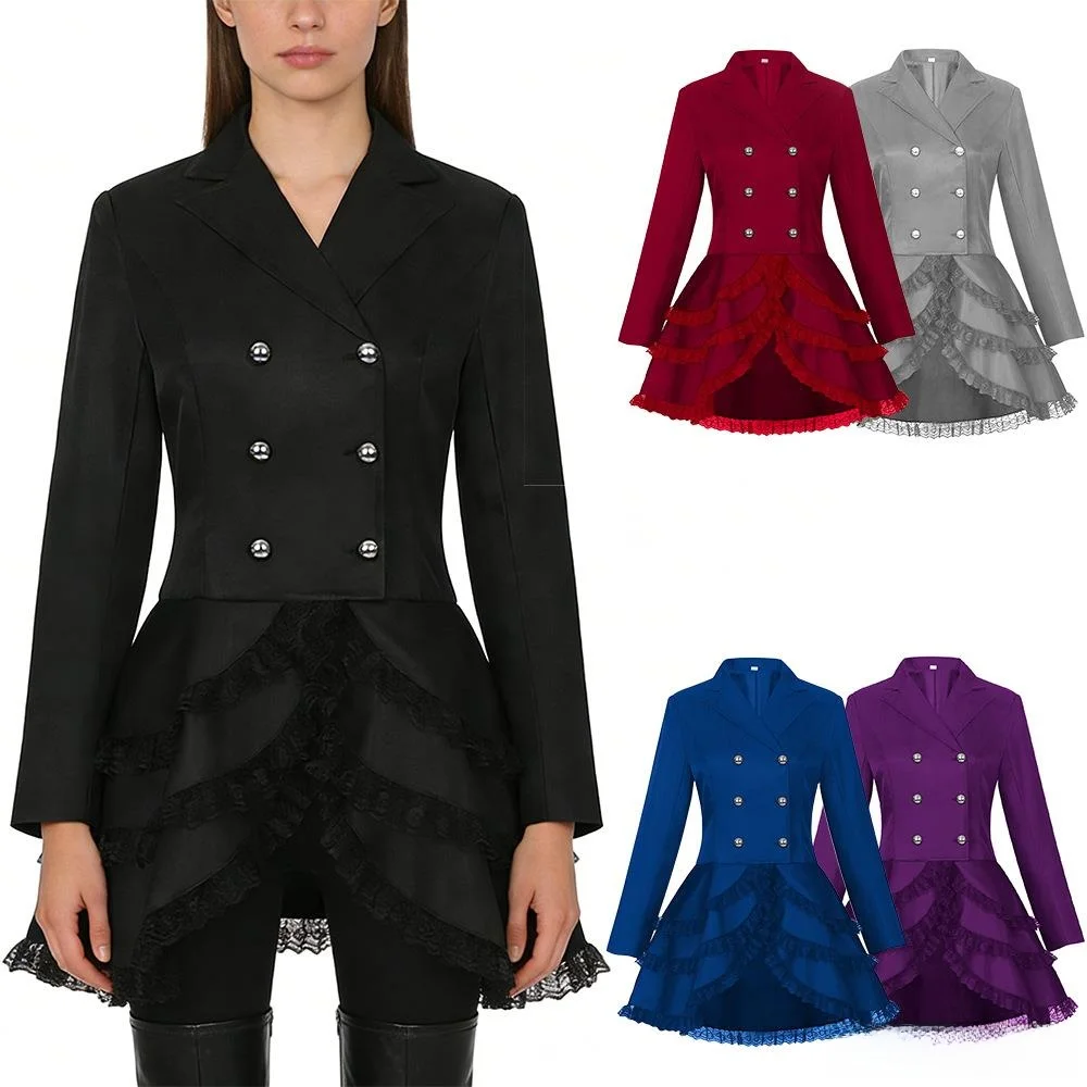 Gothic Style Short Lace Hem Women's Jacket Large Size Halloween Performance Stage Costume Home Wear Seven Sleeve Length
Gothic Style Short Lace Hem Women's Jacket Large Size Halloween Performance Stage Costume Home Wear Seven Sleeve Length