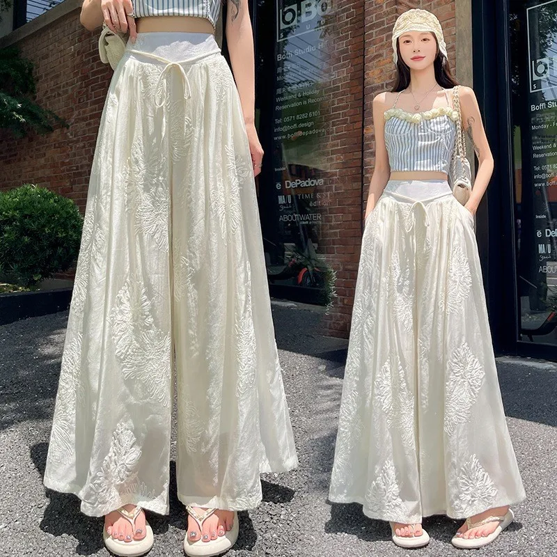 High Waist Wide Leg Pants Elastic Waist Tie Dye Embroidery Design Casual Loose Fit Women's Fashion Spring Autumn Season
High Waist Wide Leg Pants Elastic Waist Tie Dye Embroidery Design Casual Loose Fit Women's Fashion Spring Autumn Season