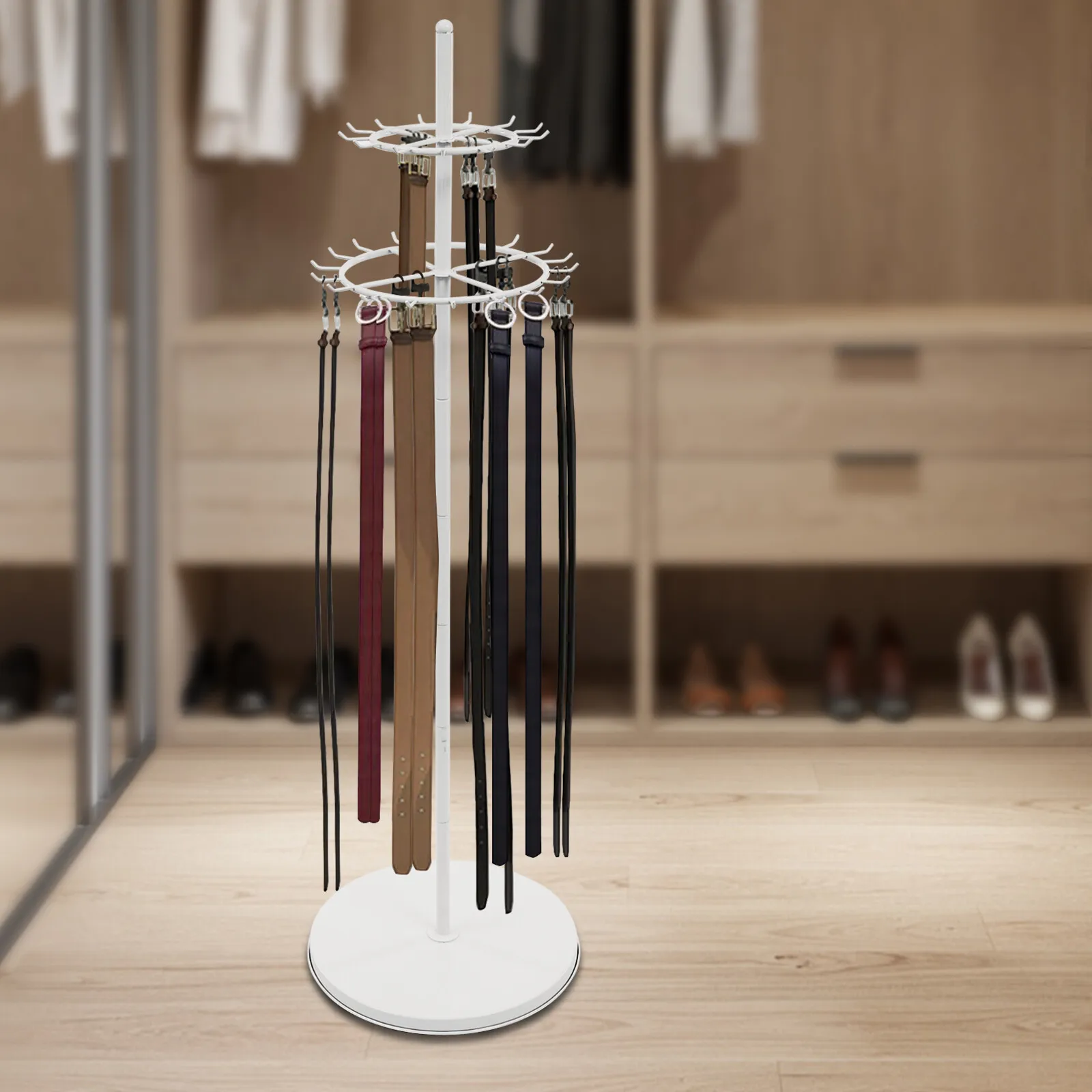 2-tier 31 Hooks White Tie Rack Floor Stand Belt Hanger Display Shelf Black for Boutiques Clothing Stores Retail Stores
2-tier 31 Hooks White Tie Rack Floor Stand Belt Hanger Display Shelf Black for Boutiques Clothing Stores Retail Stores