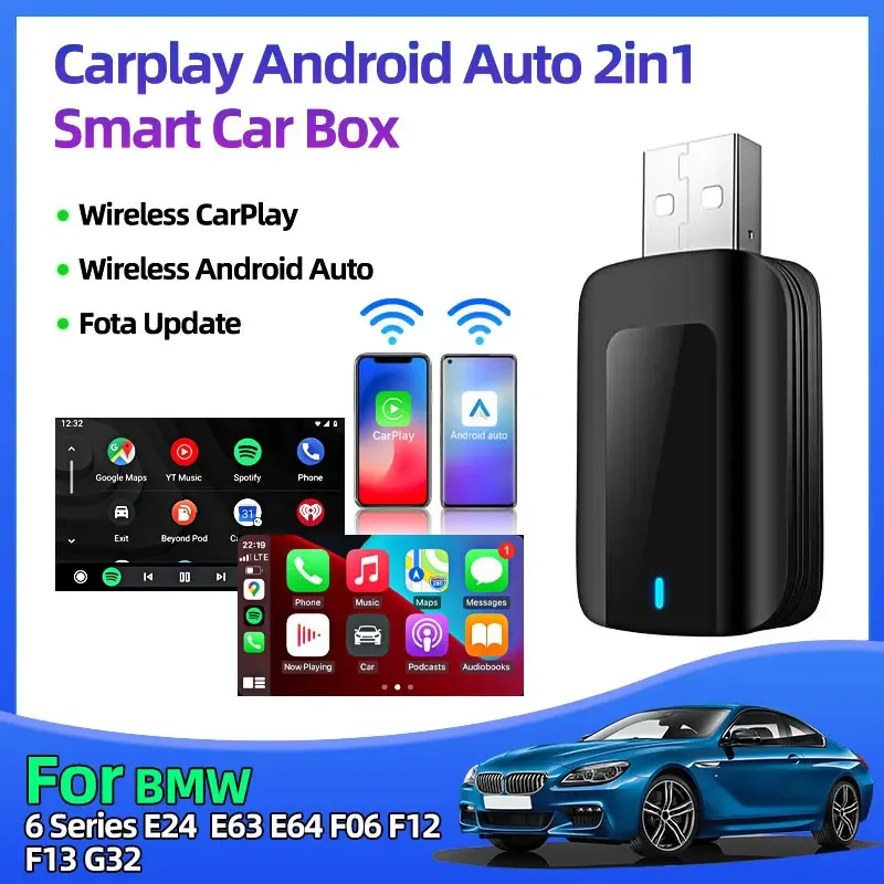 Для BMW серии 6 E24 E63 E64 F06 F12 F13 G32 Беспроводной адаптер Carplay Android Auto Smart Connectivity Dongle Box Обновление Fota
Для BMW серии 6 E24 E63 E64 F06 F12 F13 G32 Беспроводной адаптер Carplay Android Auto Smart Connectivity Dongle Box Обновление Fota